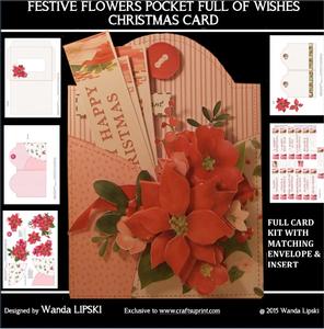 Festive Flowers Pocket Full of Wishes Christmas Card