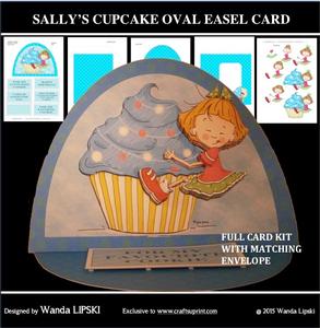 Sally's Cupcake Oval Easel Card
