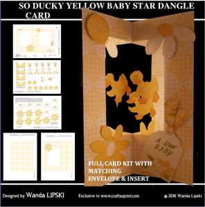 Yellow Ducky Baby Star Dangle Card