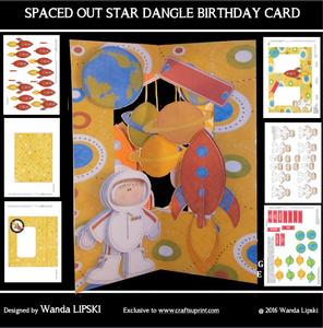 Spaced Out Star Dangle Birthday Card