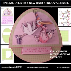 SPECIAL DELIVERY NEW BABY GIRL OVAL EASEL CARD