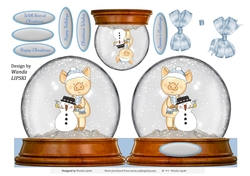 SNOW GLOBE PERKY PIG 1 QUICK CHRISTMAS CARD