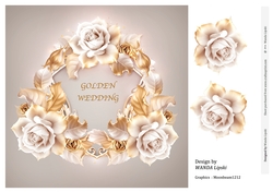 GOLDEN WEDDING GOLDEN ROSES CARD TOPPER