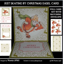 JUST SKATING BY CHRISTMAS EASEL CARD