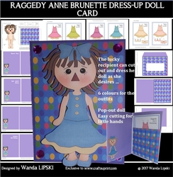 RAGGEDY ANNE BRUNETTE DRESS-UP DOLL ACTIVITY CARD
