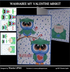 WANNABEE MY VALENTINE LOVE OWLS TOPPER