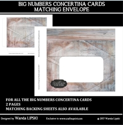 BIG NUMBERS CONCERTINA MALE BIRTHDAY MATCHING ENVELOPE
