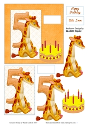 5 YEAR BIRTHDAY GIRAFFE CARD FRONT