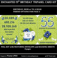 ENCHANTED 55TH BIRTHDAY TRIPANEL CARD KIT