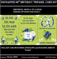 ENCHANTED 60TH BIRTHDAY TRIPANEL CARD KIT