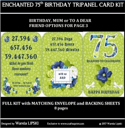 ENCHANTED 75TH BIRTHDAY TRIPANEL CARD KIT