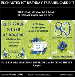 ENCHANTED 80TH BIRTHDAY TRIPANEL CARD KIT