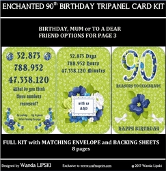 ENCHANTED 90TH BIRTHDAY TRIPANEL CARD KIT