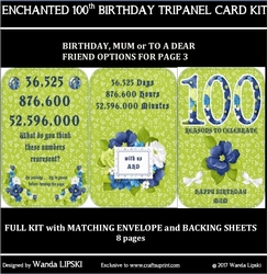 ENCHANTED 100TH BIRTHDAY TRIPANEL CARD KIT