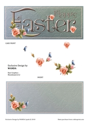 HAPPY EASTER FLORAL CARD FRONT WITH INSERT