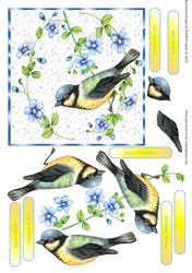 BLUE TIT FLORAL WISHES MULTI-USE TOPPER