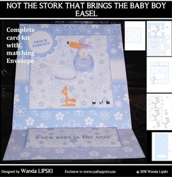 NOT THE STORK THAT BRINGS THE BABY BOY BIRTH CONGRATULATIONS EASEL