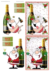 2 X NEW YEAR SANTA CELEBRATES A6  CARD FRONTS
