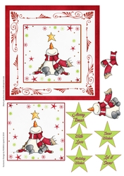 STAR GAZING SNOWMAN CHRISTMAS CARD FRONT TOPPER