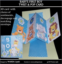 BABYS FIRST BOY TWIST & POP CARD