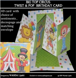 BIG TOP CIRCUS TWIST & POP BIRTHDAY CARD
