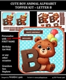 CUTE BOY ANIMAL ALPHABET TOPPER KIT - LETTER B