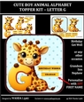 CUTE BOY ANIMAL ALPHABET TOPPER KIT - LETTER G