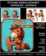 CUTE BOY ANIMAL ALPHABET TOPPER KIT - LETTER H