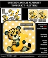 CUTE BOY ANIMAL ALPHABET TOPPER KIT - LETTER J