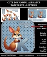 CUTE BOY ANIMAL ALPHABET TOPPER KIT - LETTER K