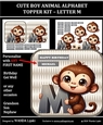 CUTE BOY ANIMAL ALPHABET TOPPER KIT - LETTER M