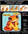 CUTE BOY ANIMAL ALPHABET TOPPER KIT - LETTER N