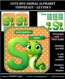 CUTE BOY ANIMAL ALPHABET TOPPER KIT - LETTER S