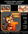 CUTE BOY ANIMAL ALPHABET TOPPER KIT - LETTER T