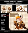 CUTE BOY ANIMAL ALPHABET TOPPER KIT - LETTER V