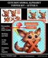 CUTE BOY ANIMAL ALPHABET TOPPER KIT - LETTER X