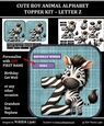 CUTE BOY ANIMAL ALPHABET TOPPER KIT - LETTER Z
