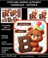 CUTE GIRL ANIMAL ALPHABET TOPPER KIT – LETTER B