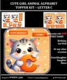CUTE GIRL ANIMAL ALPHABET TOPPER KIT – LETTER C