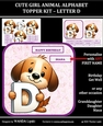 CUTE GIRL ANIMAL ALPHABET TOPPER KIT – LETTER D