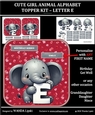 CUTE GIRL ANIMAL ALPHABET TOPPER KIT – LETTER E
