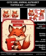 CUTE GIRL ANIMAL ALPHABET TOPPER KIT – LETTER F