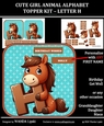 CUTE GIRL ANIMAL ALPHABET TOPPER KIT – LETTER H