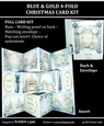 BLUE & GOLD 4-FOLD POP-OUT CHRISTMAS CARD KIT