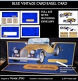 BLUE VINTAGE CAR MALE RELATIVES EASEL CARD