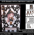 CUTE ORANGE WITCH 2 BIRTHDAY FOLD CARD COMPLETE KIT