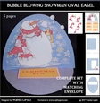 BUBBLE BLOWING SNOWMAN OVAL EASEL CHRISTMAS CARD
