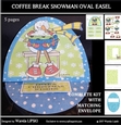 COFFEE BREAK SNOWMAN OVAL EASEL CHRISTMAS CARD