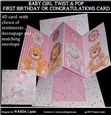 BABY GIRL TWIST & POP 1ST BIRTHDAY OR CONGRATULATIONS CARD