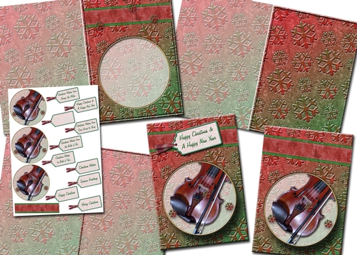 A6 round topper fiddle Christmas card kit